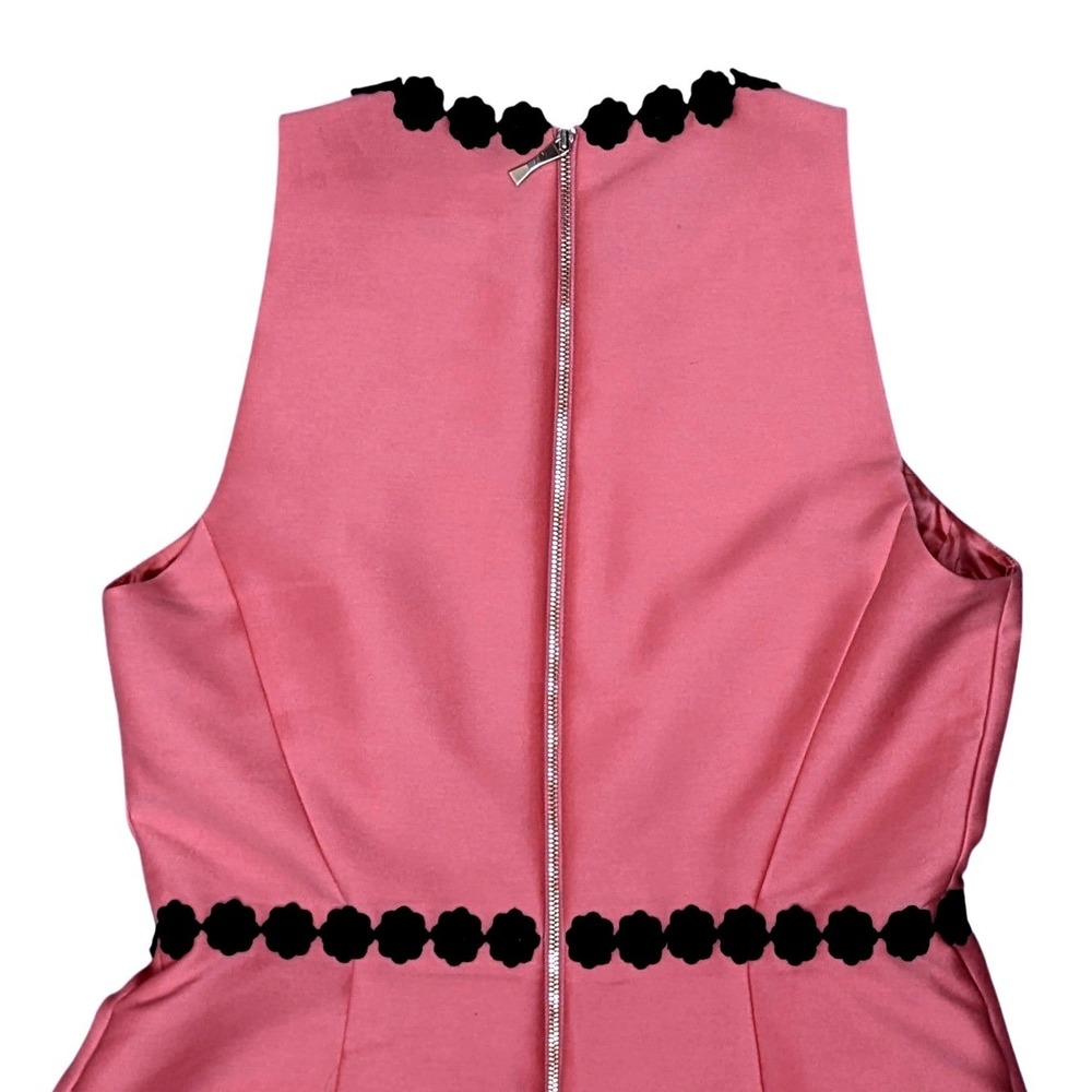 Kate Spade New York Pink Sleeveless‎ Floral Lace Trim Mikado Fit & Flare Dress 8 - Picture 7 of 9